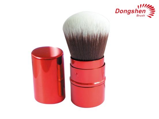 Synthetic hair red Retractable kabuki brush