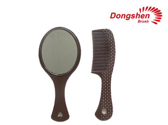 Brown Color Plastic Comb With Mirror