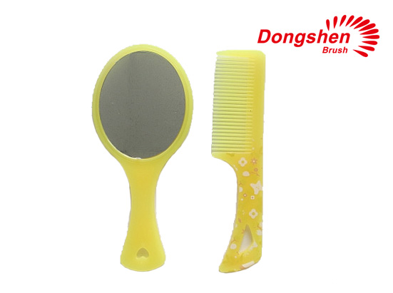 Yellow Color Plastic Comb With Mirror